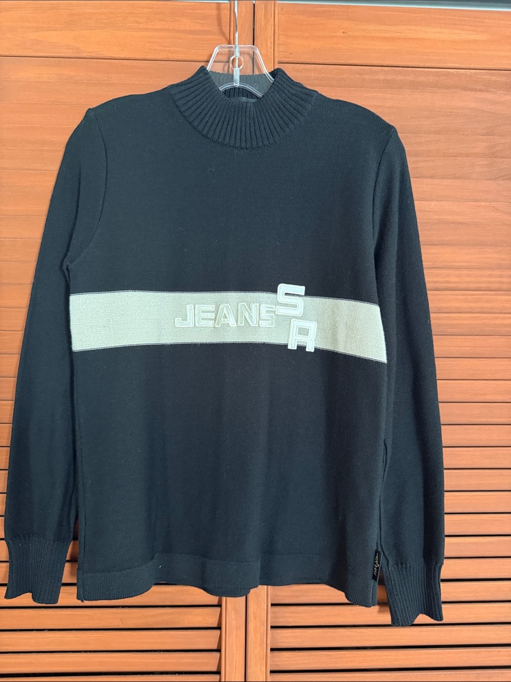 Sonia Rykel Jeans Women’s  Black Sweater with cream Logo Stripe sz M